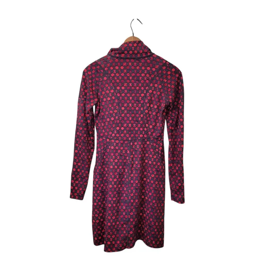 Title Nine Womens Long Sleeve Red Gray Print Half Zip Dress XS Stretch - Picture 5 of 7